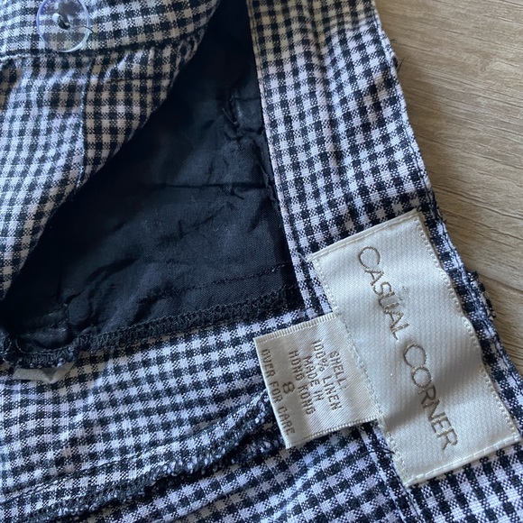 Vintage 100% Linen Black & White Checkered Print Skater Y2K 90s 80s Shorts - Picture 8 of 9